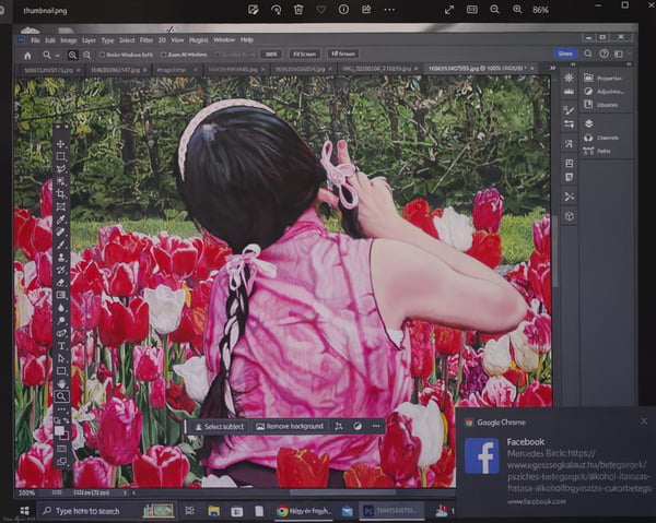 Sweet Japanese girl at Keukenhof tulip garden-2023-120X150cm- acrylik on canvas