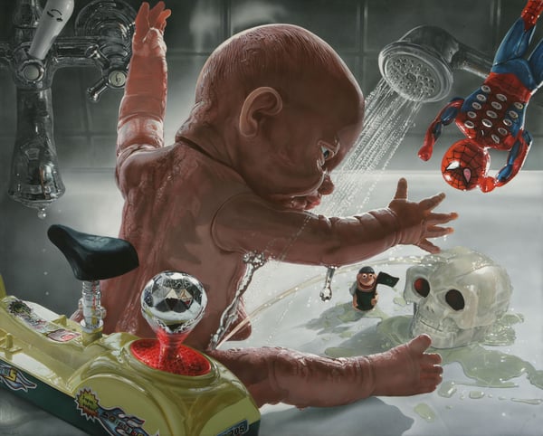 Baby Mannequin Pis playing Hamlet – 2006 – 120x150cm – acrylik on canvas