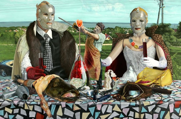 The wedding of my parents ten years before their divorce – 2005 – 200x300cm –– acrylik on canvas