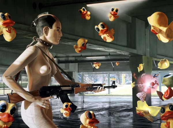 Duck hunting with AK47 – 2006 – 150x200cm – acrylik on canvas