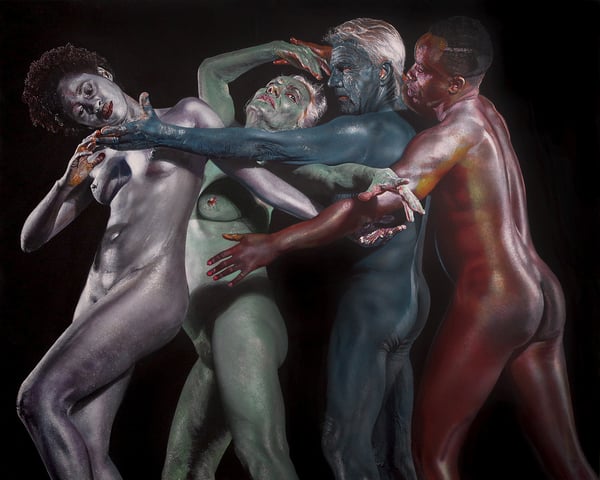 8 handed Laokoon Group - /8 kezes Laokoon Csoport/ - 2021 - 120x150cm - acrylic on canvas